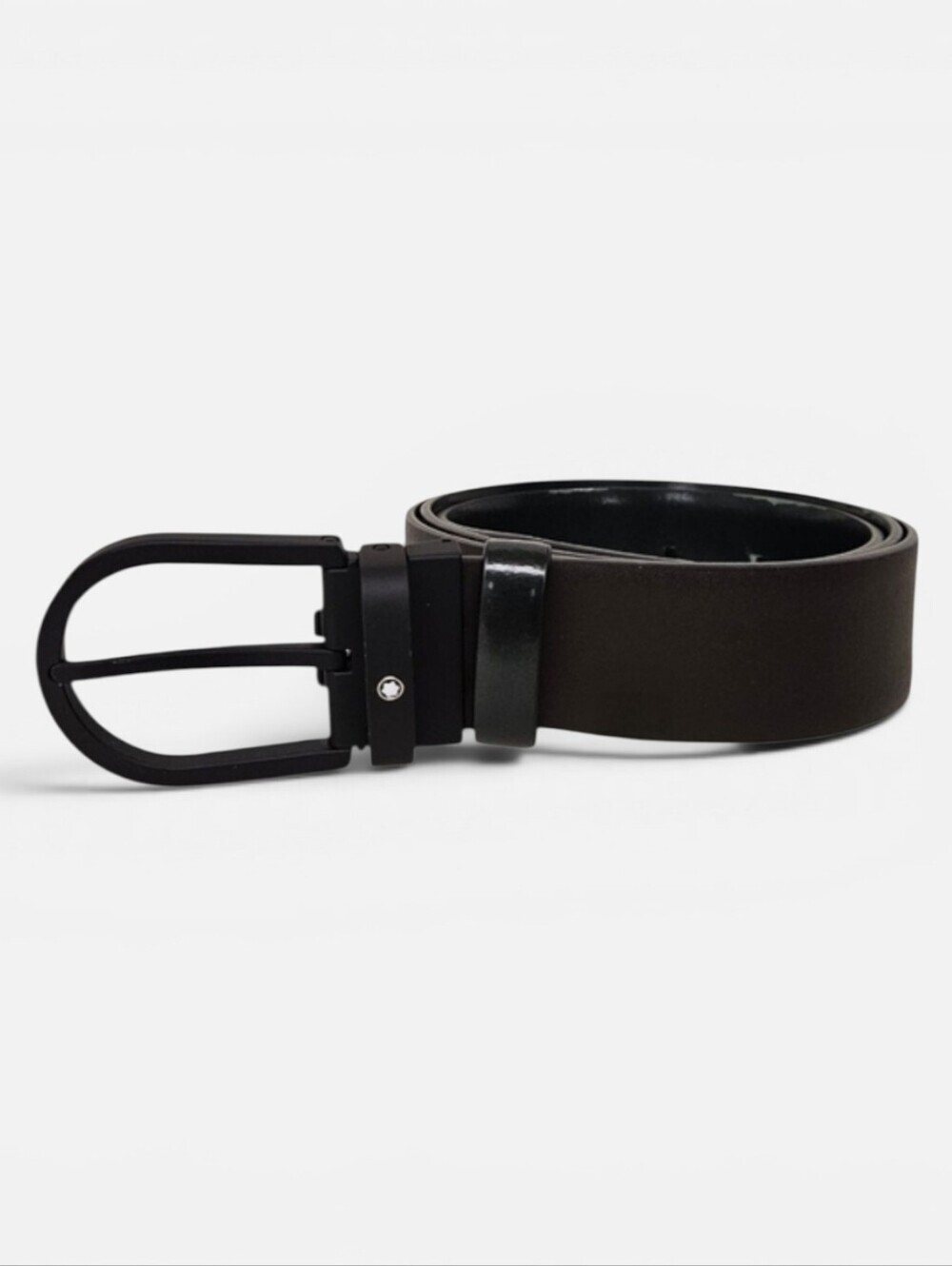 Montblanc Horseshoe Reversible Leather Belt In Brown And Green Size Sm / Med
